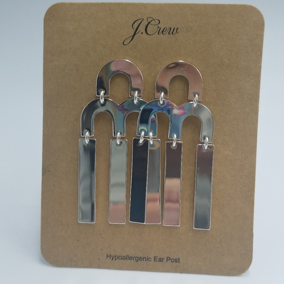 J. Crew Jewelry - J Crew Silver Arched Chandelier Pierced Earrings